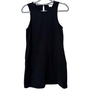Sundays Womens S Mini Dress Black Sleeveless Pockets Stretch Jersey Minimalist